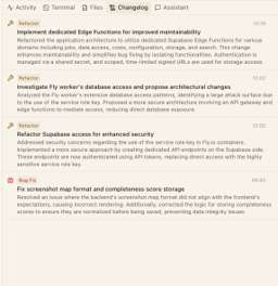 AI-powered session changelog