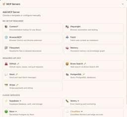 MCP server templates for popular services
