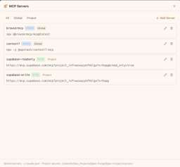 MCP server management interface