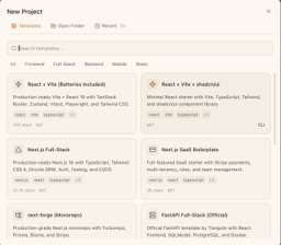 Project template picker with curated starters