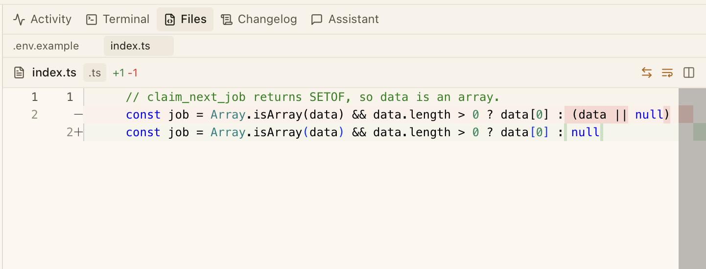 Close-up of the CodeMantis Activity Detail diff view showing syntax-highlighted code changes with line-by-line comparison