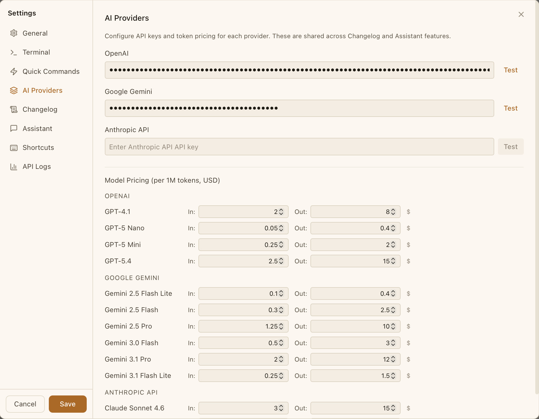 Multi-AI assistant panel showing OpenAI and Gemini models alongside Claude